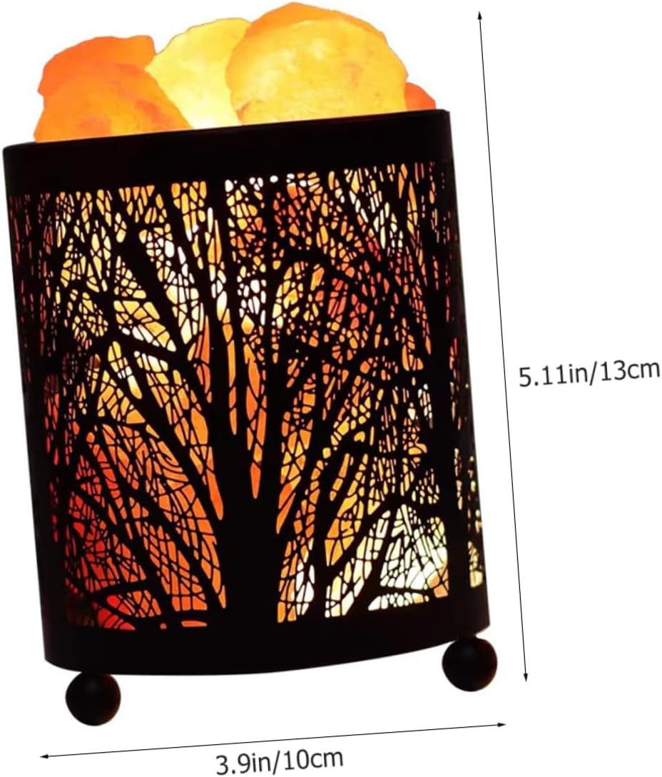jojofuny Himalayan Salt Night Lamp Metal Basket Design Bedside Table Lamp Bedroom Accent Light Indoor Decorative Warm Plug