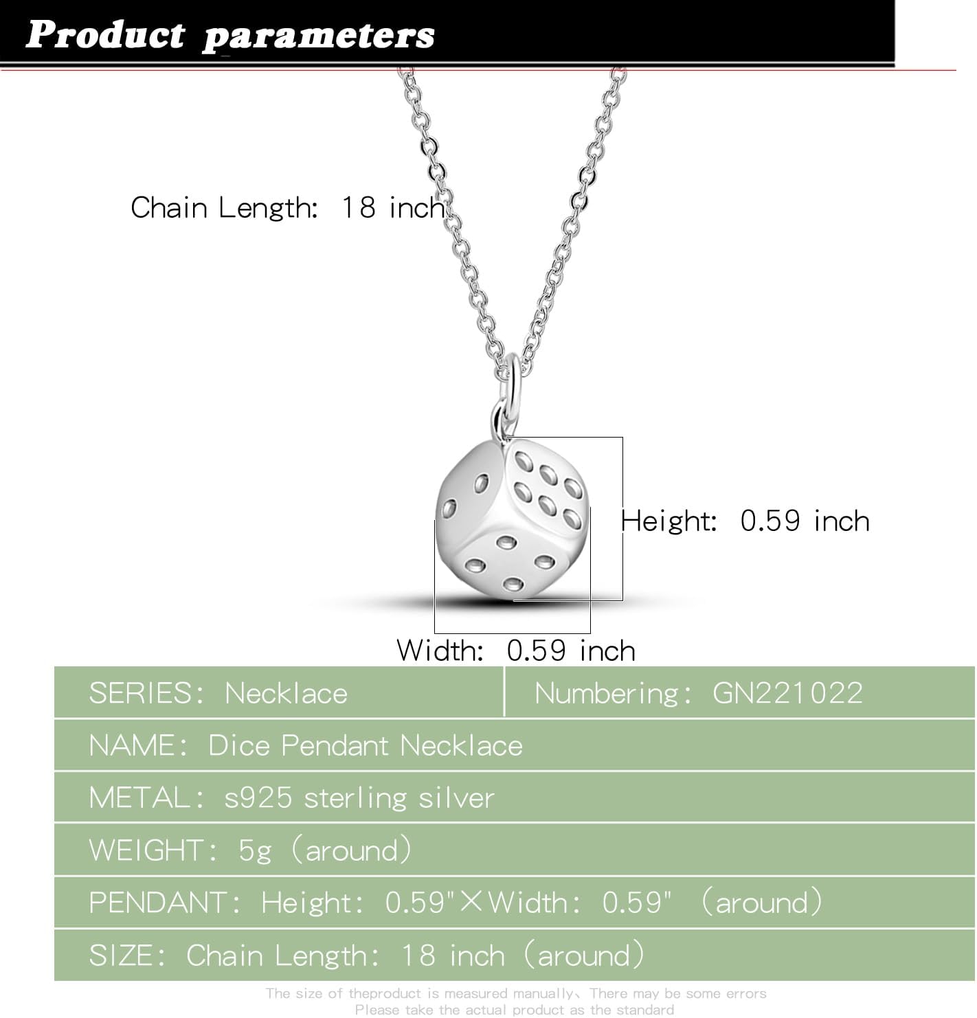 Dankadi 925 Sterling Silver Necklace For Women Unique Design Dice Pendant Choker Solid Silver Chain 18-20-22 inch Fashion Fine Jewelry Gift
