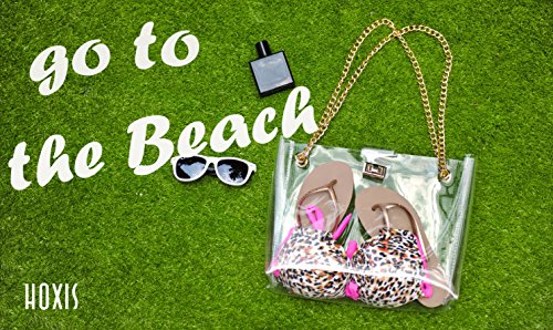 Image of Multifunction Clear Chain Tote with Turn Lock Womens Shoulder Handbag