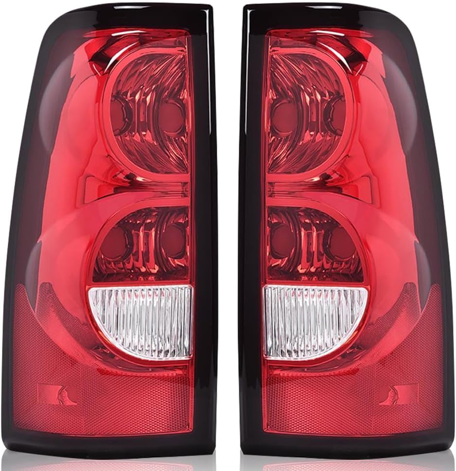CHEDA Red Lens Tail Lights Replacement Compatible with 2003 2004 2005 2006 Chevy Silverado All Models Pickup Rear Lamp Assembly Pilotos Traseros Conjunto