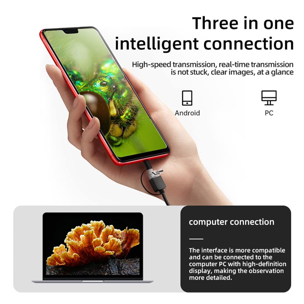 KALEA-INFORMATIQUE Microscopio digitale per PC, Mac o smartphone, ingrandimento da 1 a 1600x. Con illuminazione e registrazione di foto e video