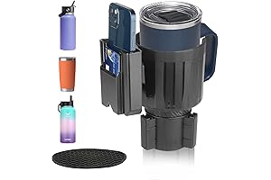 Car Cup Holder Expander with Phone Holder, 2-Pack Extender Fits 2.5-3.7in Cups,...