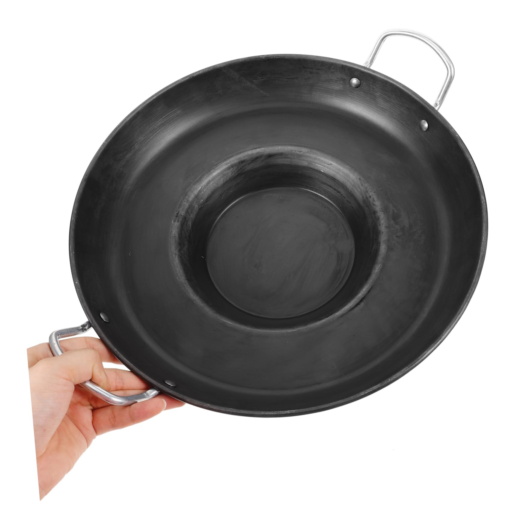 Ciieeo Sartén Multiusos Antiadherente de Hierro Cóncava para Crepes, Mango Antiescaldamiento, Adecuado para Cocina y Familia