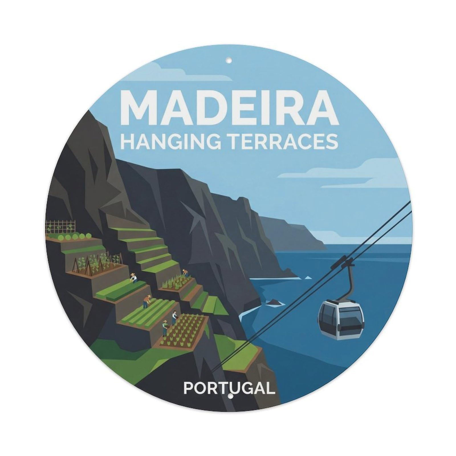 Olhnbad Style Portugal Madeira Cabo Girao Terraces Landmark Metal Tin Sign