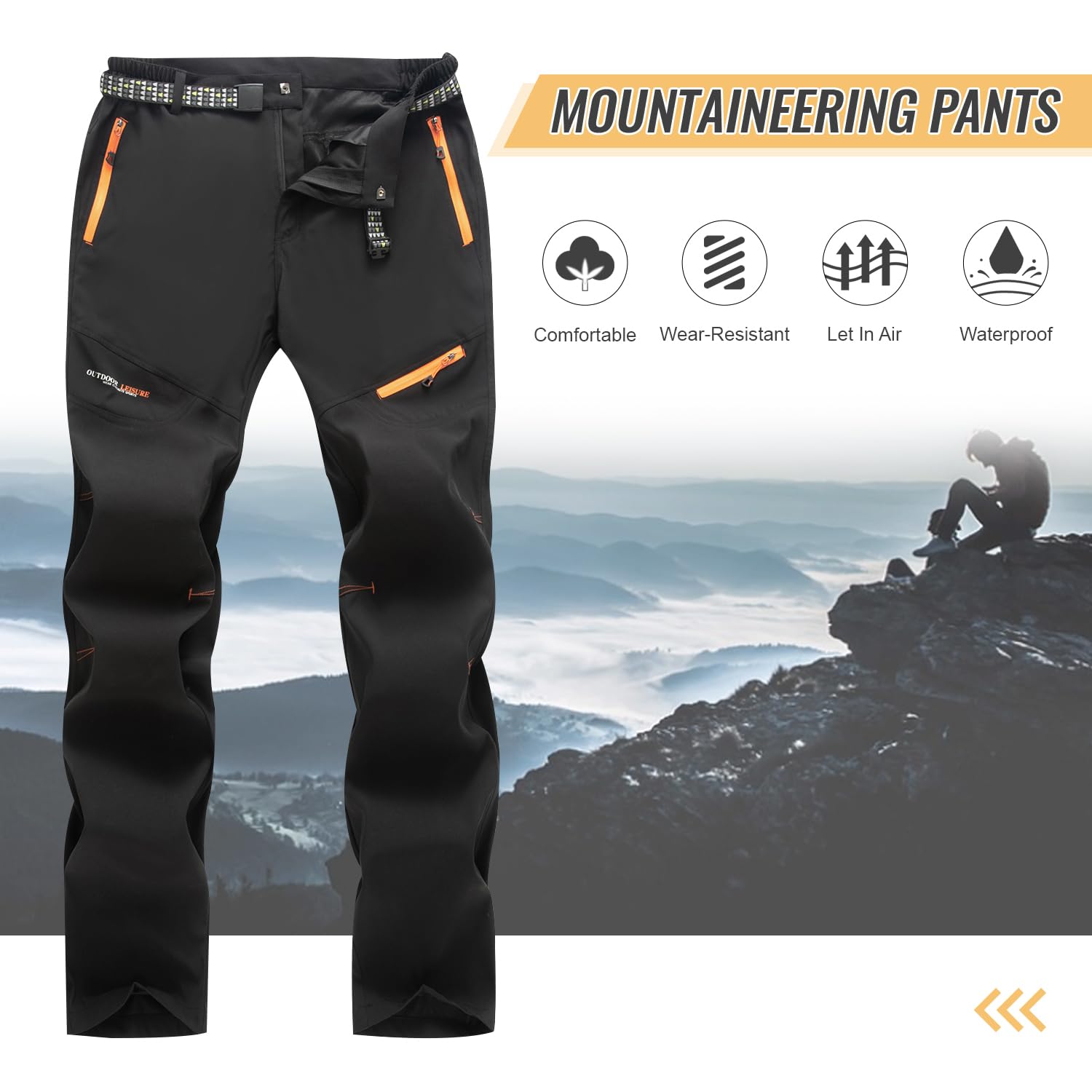 SUKUTU Hommes Pantalon de randonnée en Vrac Séchage Rapide Pantalon de Plein air Respirant Léger Pantalon de Trekking