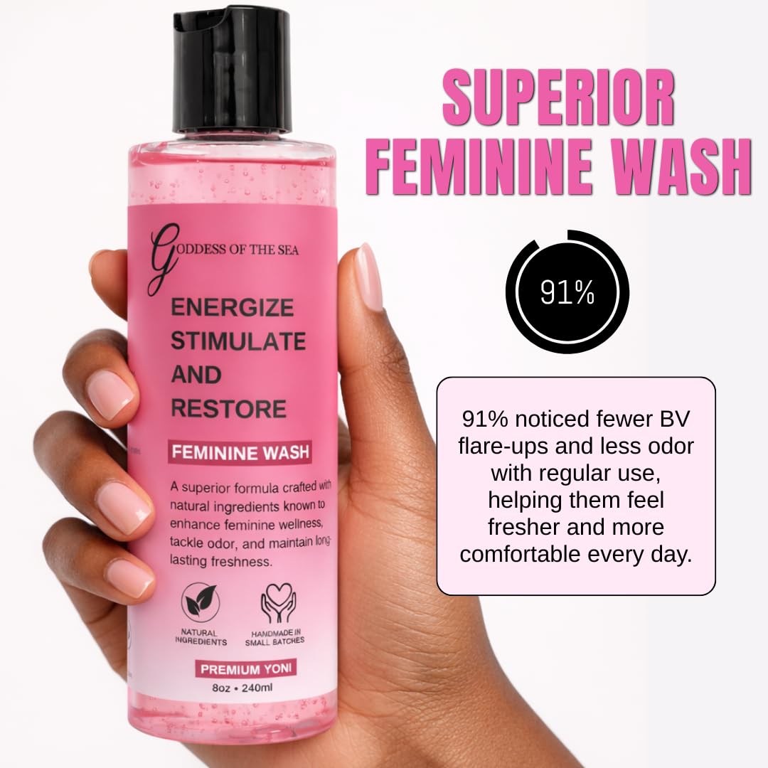 Premium Yoni Feminine Wash – pH Balance Minty Feminine Wash – Natural Ingredients Feminine Care Daily Wash Great for Odor, Discharge, Dryness, BV – 8oz Bottle