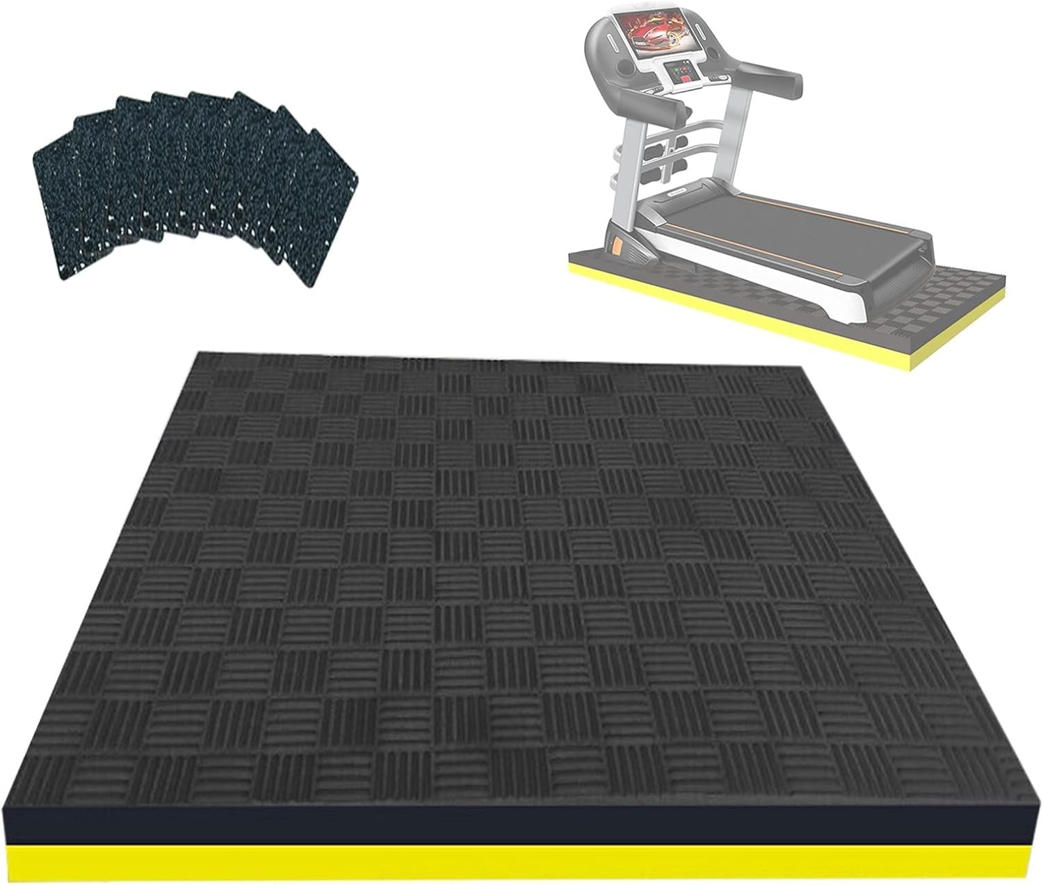 Alfombrilla de equipo de ejercicio para reducción de ruido y protección del suelo, cinta de correr gruesa y alfombrilla de bicicleta para uso en gimnasio en casa