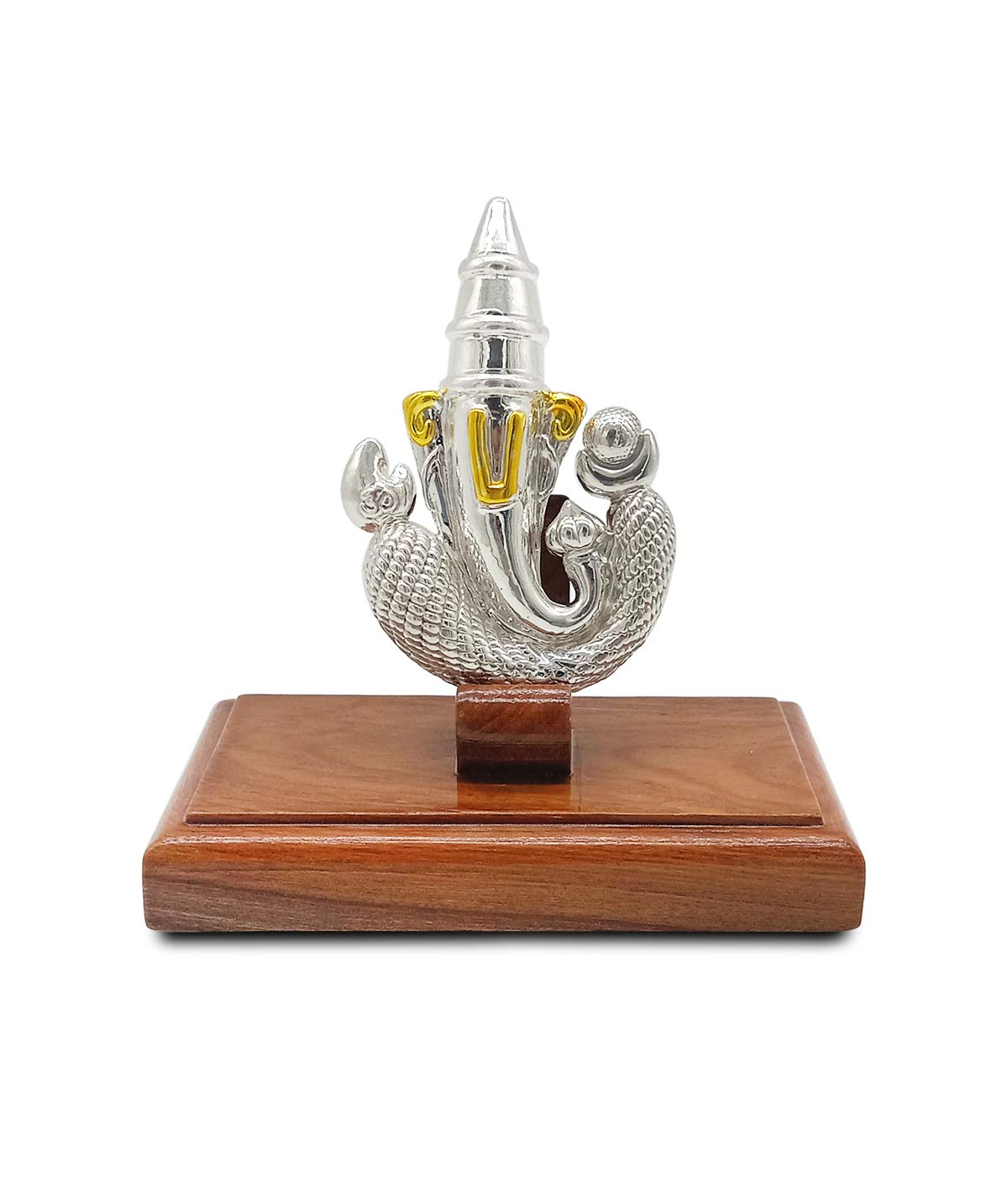MAA SILVER Ganpati/Ganesh Silver Idol with Wooden Base 30gm 999 Purity