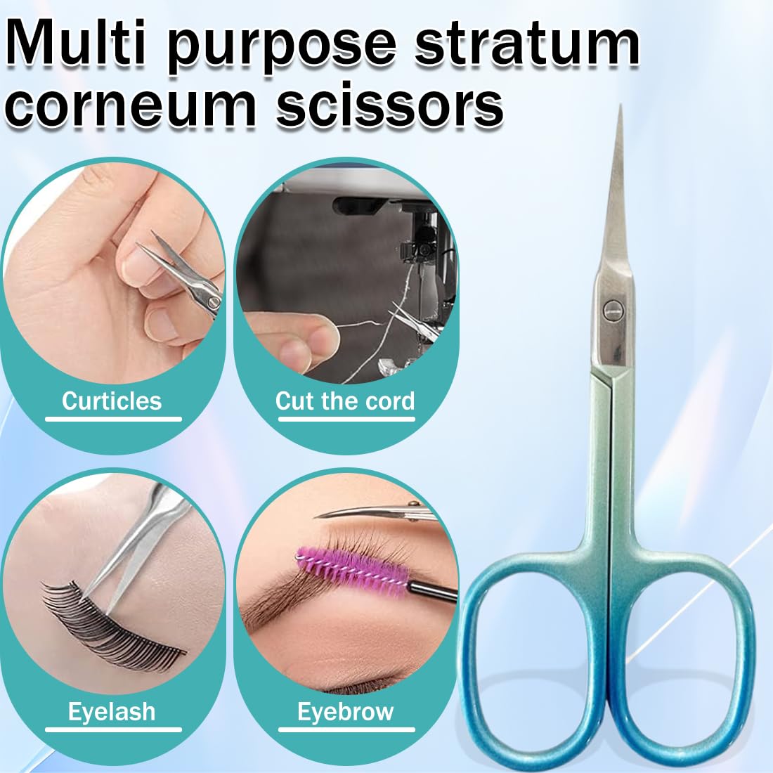 2 Piezas Tijeras Cuticulas Profesionales, Tijeras para Cuticulas Curva Punta Fina, Acero Inoxidable Cortacuticulas, para Restos de Cutículas, Cejas, Pestañas (Azul/Rosa)