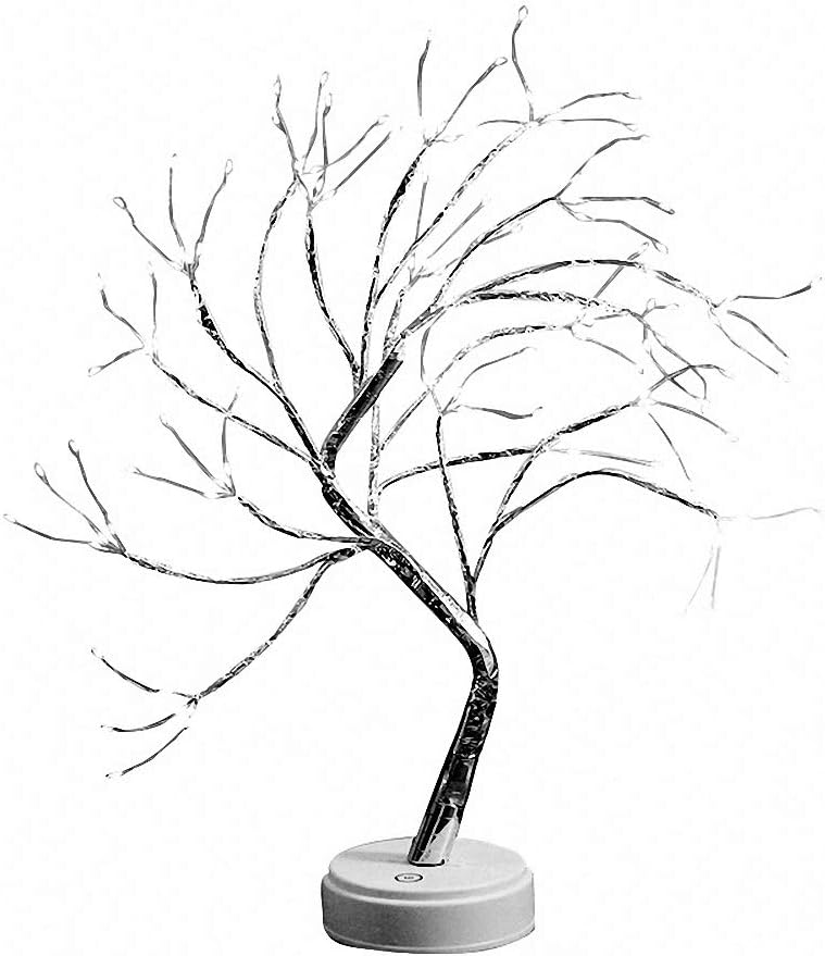 Ulalaza Starry Copper String Tree Branch Lamp LED Battery Operated or USB Supply Warm Wire Bedside Light with Touch Switch for Home Room Decor