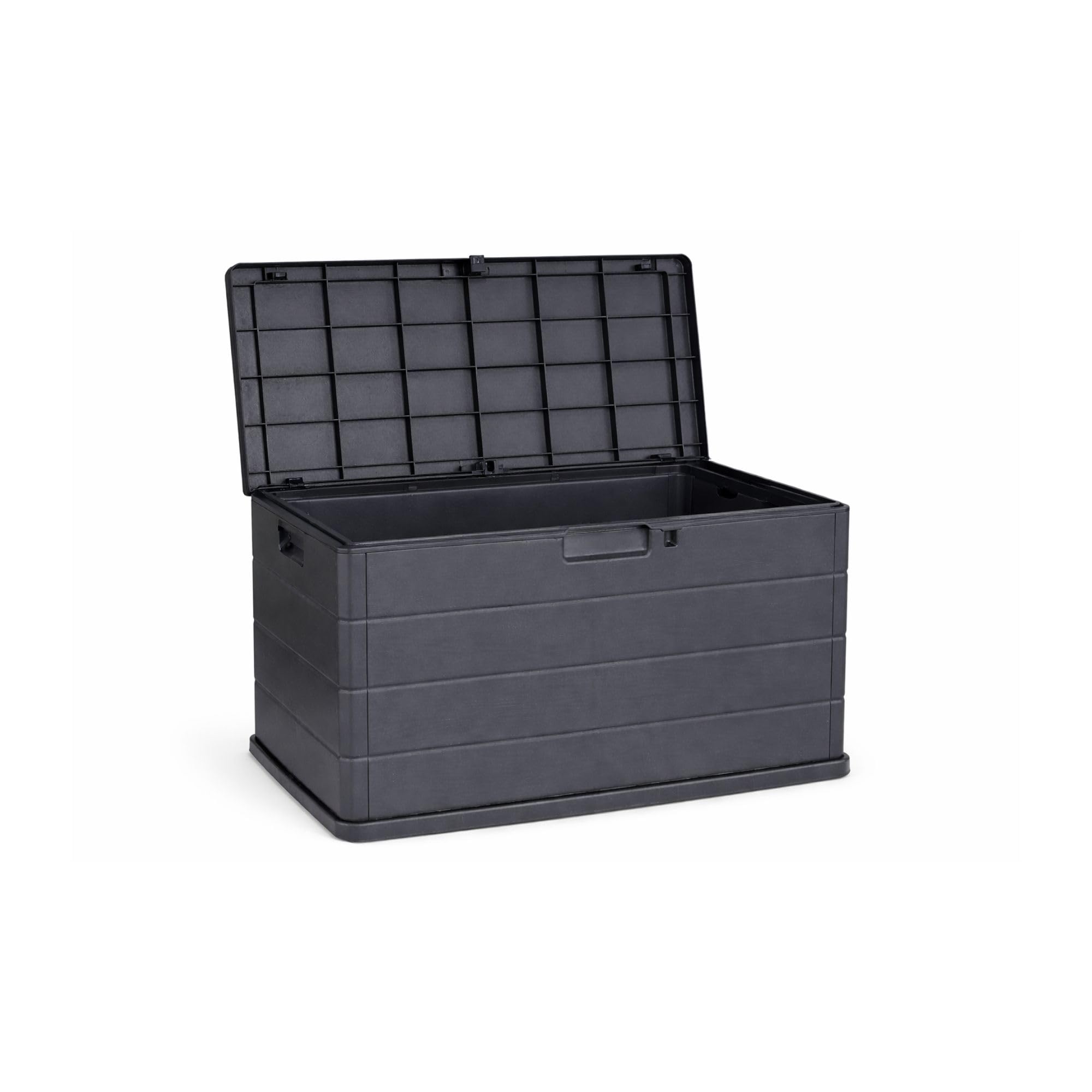 Maury's Baule Cassapanca 170 Litri Effetto Legno, Contenitore Stoccaggio in Resina Antracite 78x55x52 cm