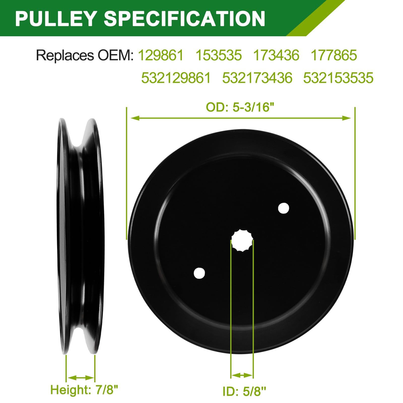 130794 - Conjunto de husillo de cortacésped con polea 153535 de repuesto para cortacésped Craftsman de 42 pulgadas (2 unidades)