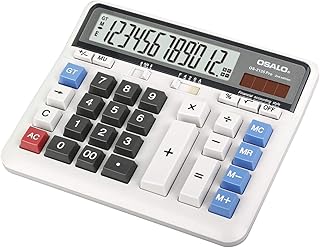 Desktop Calculator Extra Large LCD Display 12-Digit Big Number Accounting Calculator with Giant Response Button, Battery & Solar Powered, Perfect for Office Business Home Daily Use(OS-2135CA)