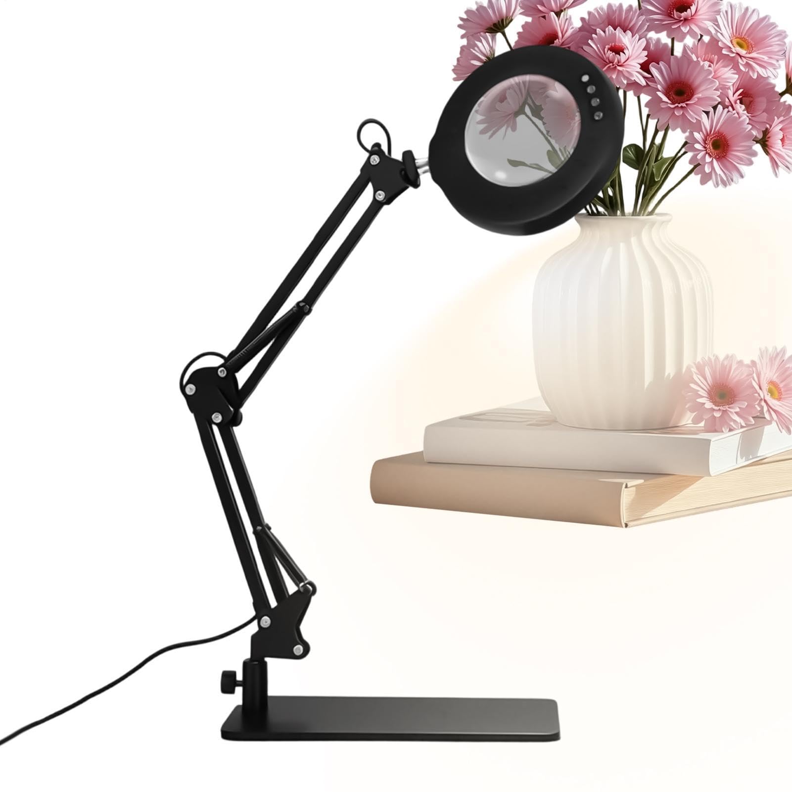 Lampada da Tavolo con Lente d'Ingrandimento Pieghevole 10 livelli di