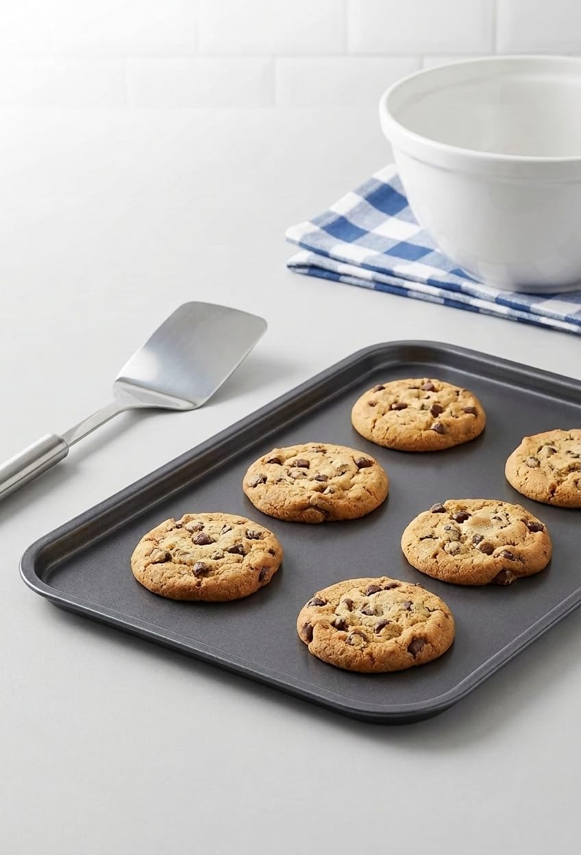 Chef Aid Plaque de Cuisson Antiadhésive 35,5 x 26 cm Métal pour Biscuits Pâtisserie Compatible Four Empilable Lave-vaisselle