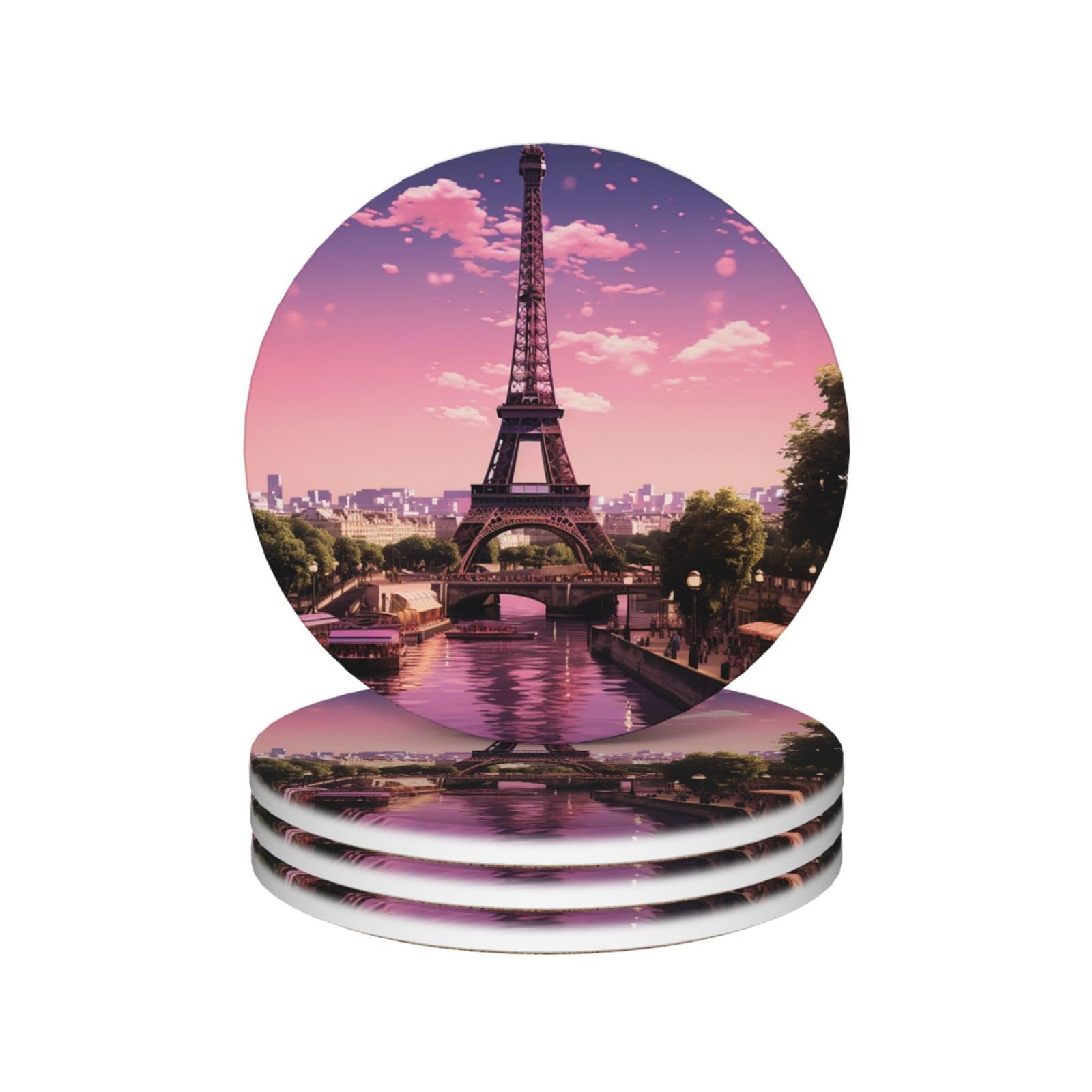 Dessous de verre en céramique rose Paris pour protection de table basse