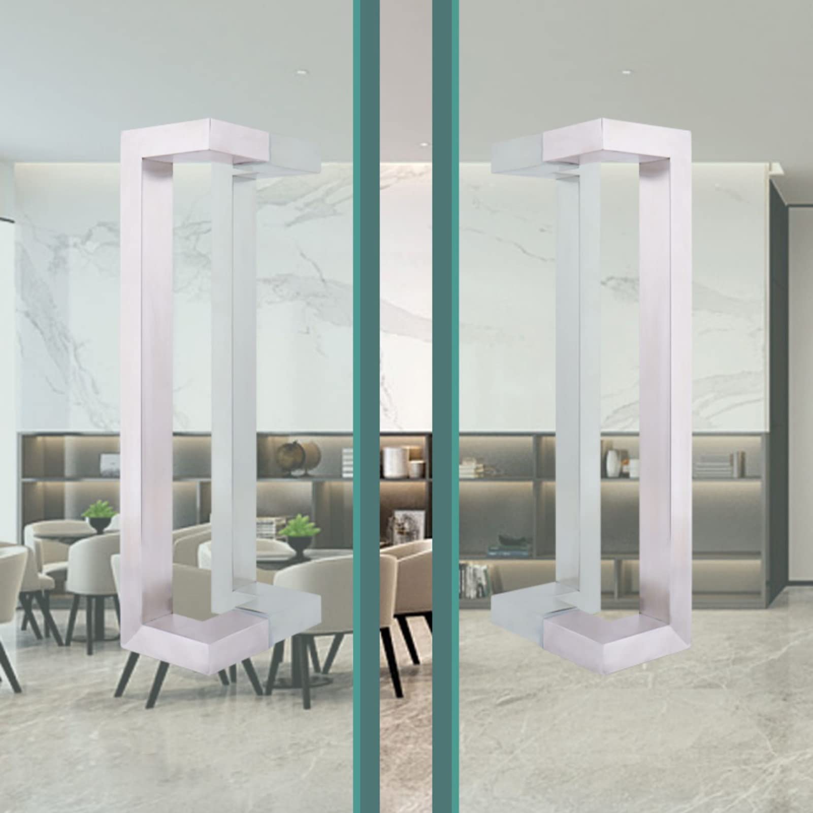 Maniglie per Porte in Vetro per Bagno e Cucina, Set di Maniglie Interne antiruggine con Superficie Liscia e Lucida, Lunghezza 60 cm, 80 cm, 100 cm, 120 cm, 150 cm (Colore: Argento,