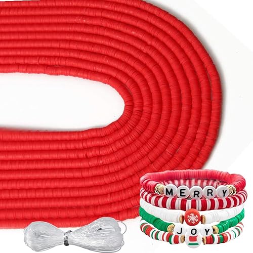 Miniatura 6 de Yochus Kit de pulsera de cuentas de arcilla de 50 hebras, 19000 unidades, cuentas planas redondas de arcilla polimérica de 0.236 in, cuentas Heishi