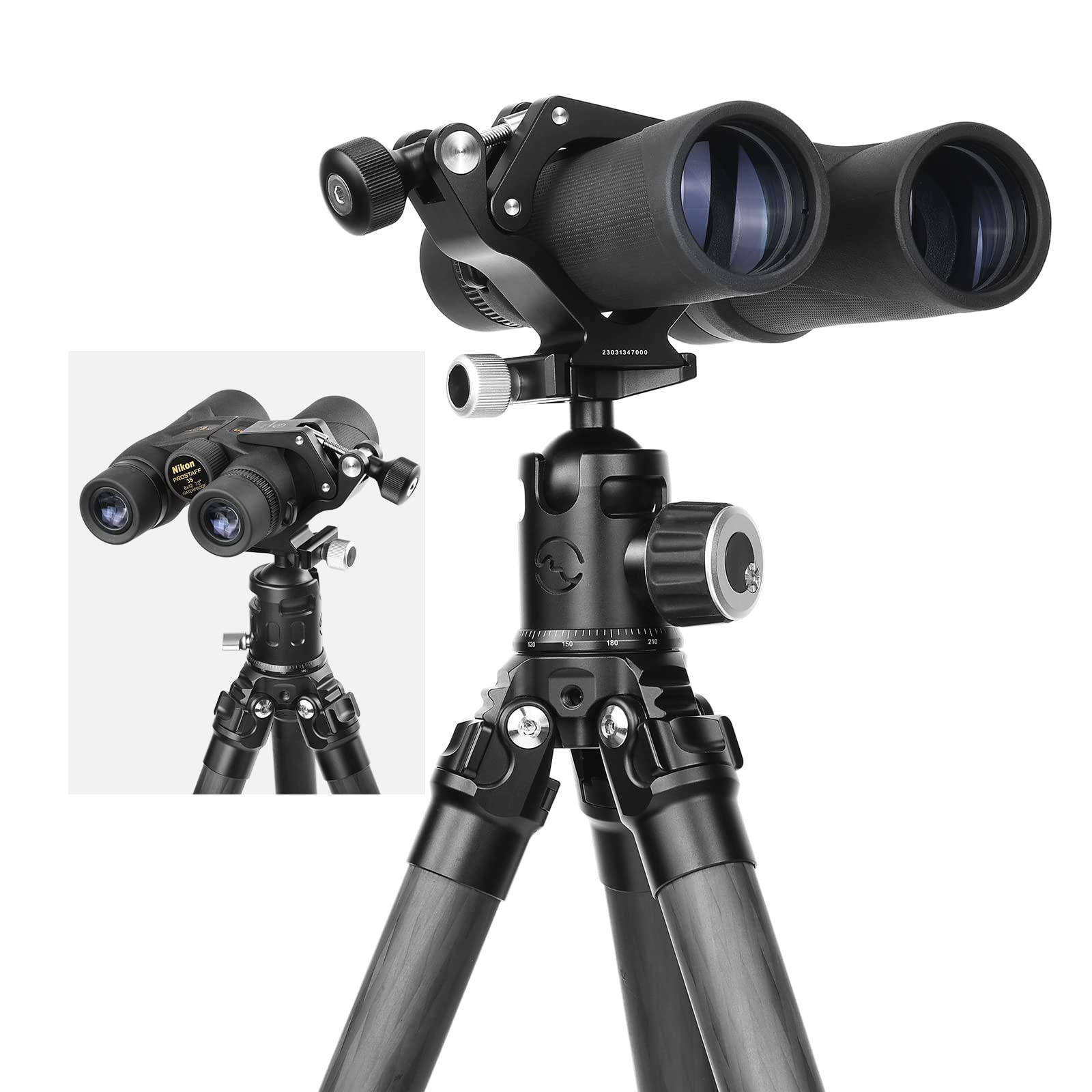 SUNWAYFOTO CC-09 Adaptateur de trépied Universel pour Jumelles avec Adaptateur Arca Swiss Compatible avec Tous Les trépieds 1/4 et 3/8