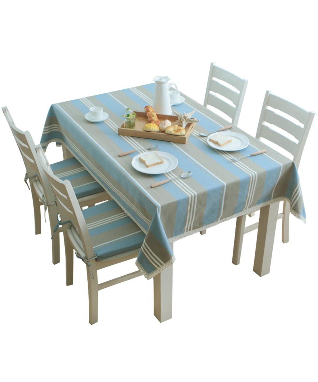 LIANLIAN European Modern Simple Striped Fabric Tablecloths Lace Edge Rectangular Table Cover (Size : 140240cm)