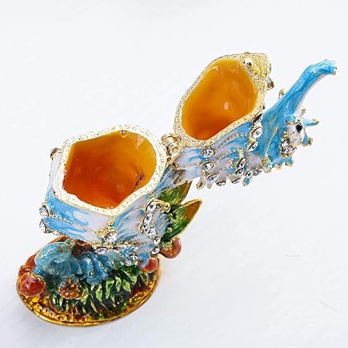 Miniatura 4 de YU FENG Caja de baratijas con figura de caballito de mar y conchas azules