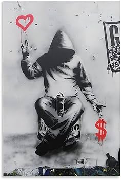 Amazon.co.jp: バンクシー有名な絵 （愛とお金）ポスター 印刷