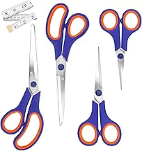 Magnificent Scissors – 4-Pack Multipurpose Heavy Duty Stainless Steel Sharp Blades Scissors with Soft Grip TRP Handles Perfect for School Sewing Crafting Fabric Office,Home & Kitchen Use
