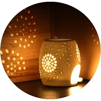 Ecooe Aroma Lamp Ceramic White with Candle Spoon Aroma Diffuser