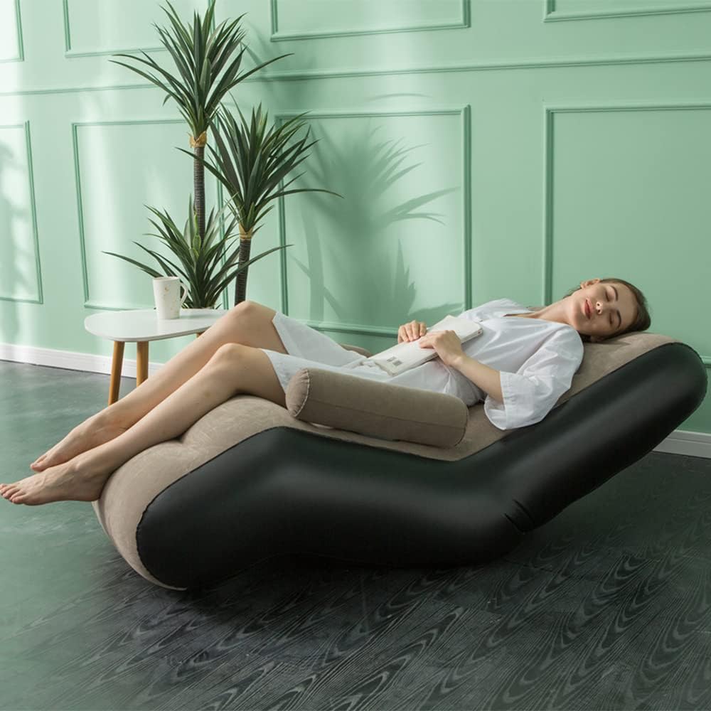 STARBRILLIANT Inflatable Deck Chair with Air Pump, Foldable Lounge Chair for Bedroom and Living Room, Indoor Sofa Lounge with Handrails (Brown) image 6 of 6 B0BT93HMHK