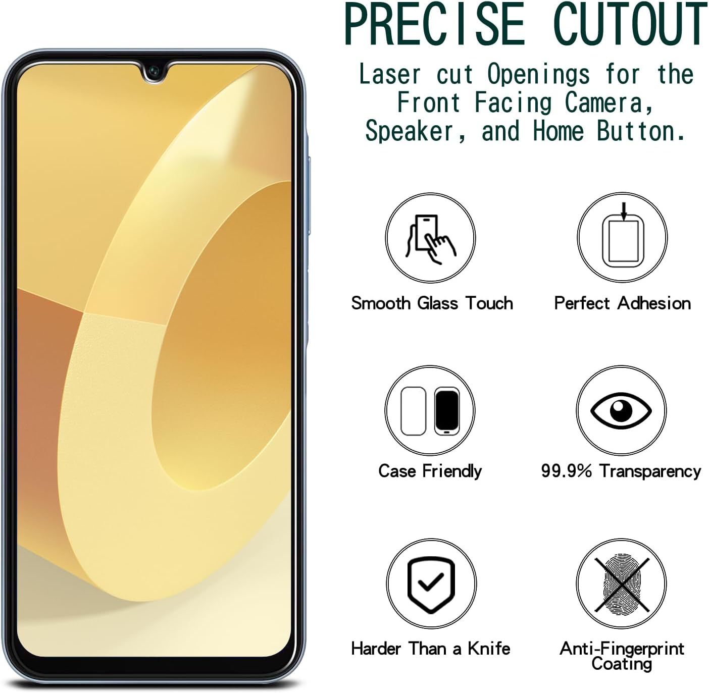 KAREEN 2-Pack Screen Protector for Samsung Galaxy A15 5G Tempered Glass, Anti Scratch, Bubble Free, 9H Hardness, Easy to Install thumbnail