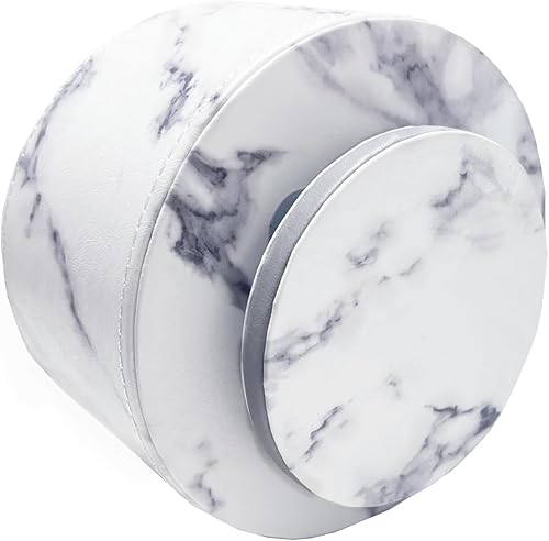 Miniatura 4 de Soporte redondo de cuero sintético para control remoto de TV, organizador de escritorio giratorio de 360, 4 compartimentos para