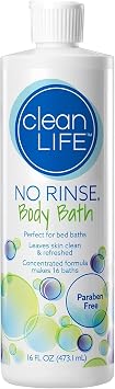 No-Rinse CleanLife Products Body Bath, 16 fl oz Makes 16 Complete Baths Gentle, Concentrated Liquid Body Wash Made in USA Ideal for Post-Surgery, Elderly Care, Camping, and Travel