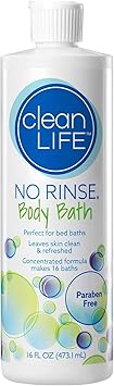 No-Rinse CleanLife Products Body Bath, 16 fl oz Makes 16 Complete Baths Gentle, Concentrated Liquid Body Wash Made in USA Ideal for Post-Surgery, Elderly Care, Camping, and Travel