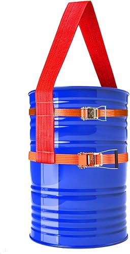 Eslinga de elevación para tambor de 55 galones con 2 correas de trinquete ajustables, capacidad máxima de peso de hasta 6000 libras