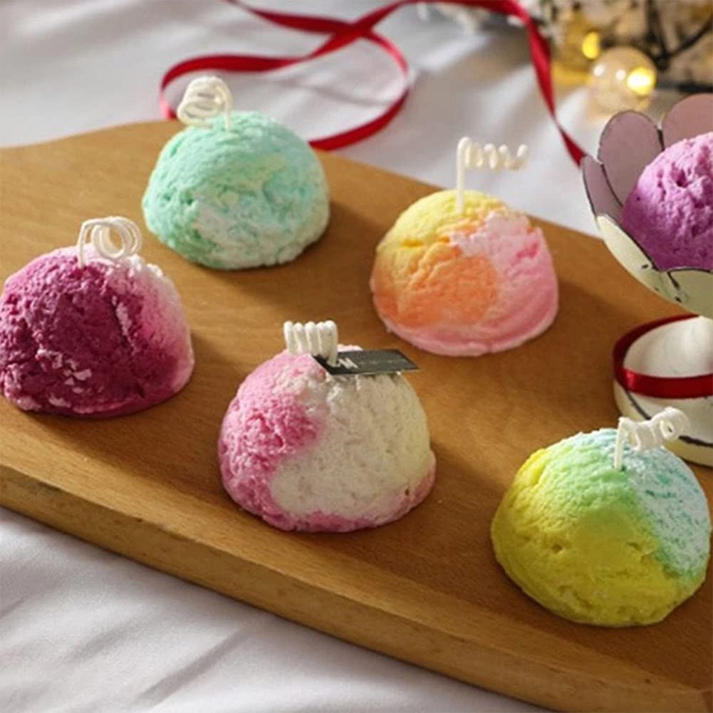 3 moldes de silicona con forma de helado, para velas de media bola, molde de silicona para manualidades de resina, velas, jabón, pastel, chocolate