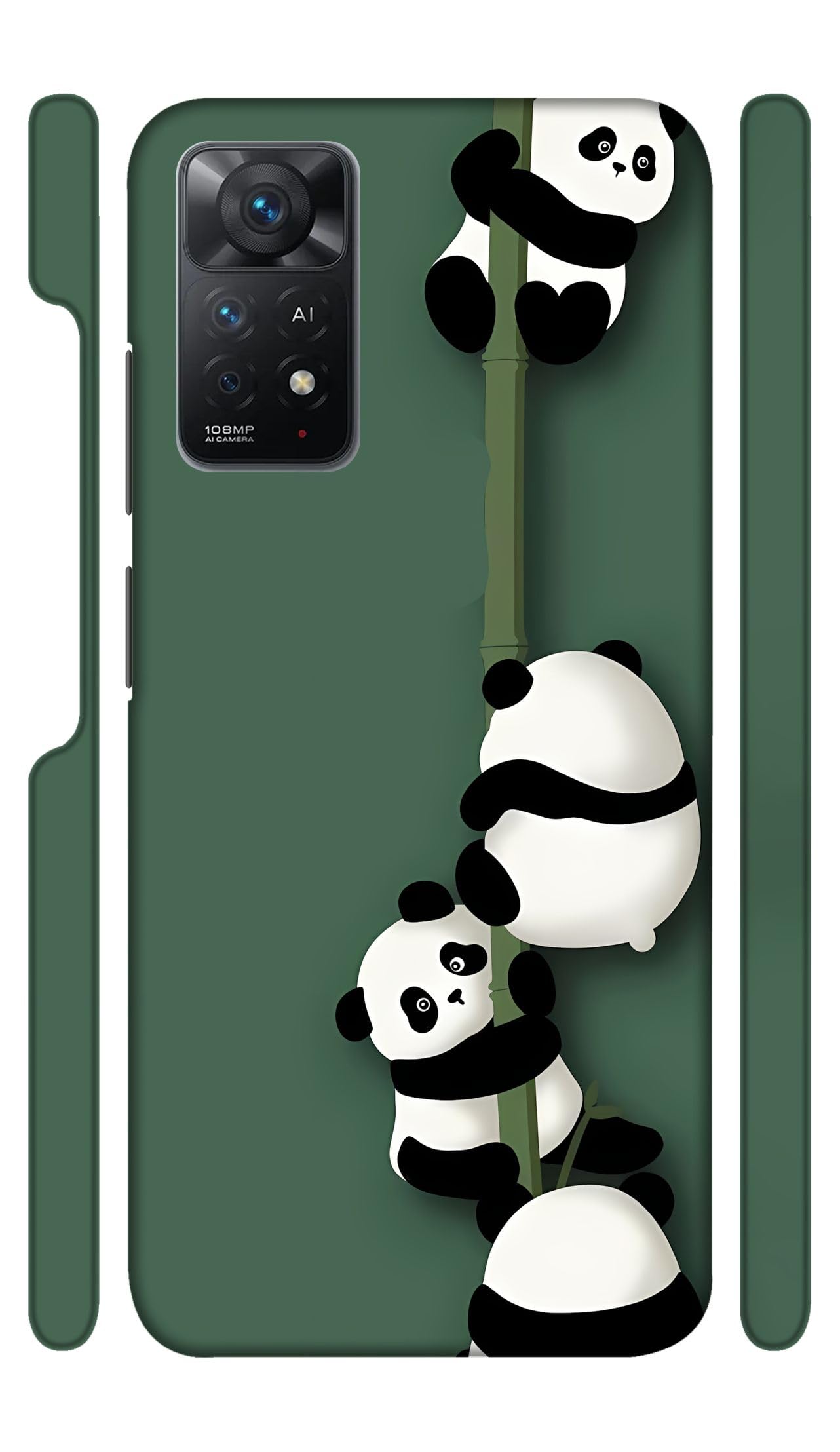 YAPZONE Cute Panda Green Designer Printed Hard Back Cover for Xiaomi Redmi Note 11 Pro 5G Attractive and Uniquely Crafted Smartphone Case