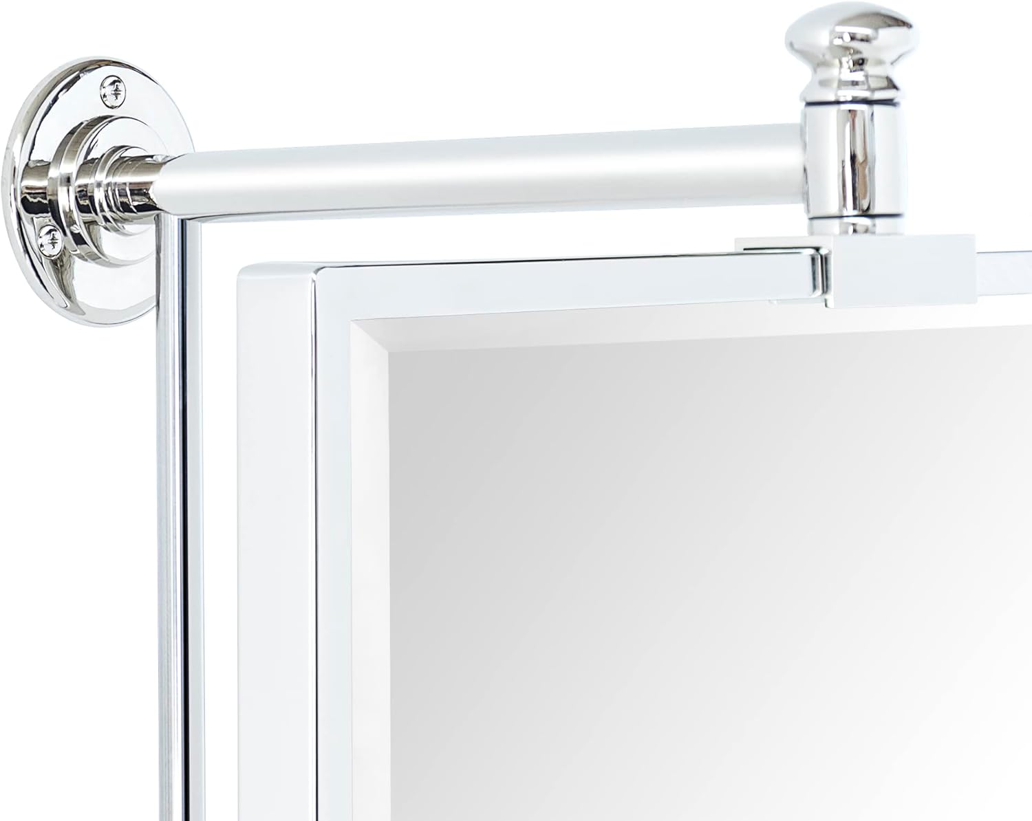 TEHOME Chrome Beveled Rectangle Pivot-N-View Bathroom Vanity Mirror Rotating Square Corner Tilting Mirror Corner Vanity, 14 x 22''