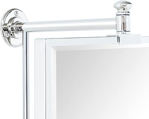 Miniatura 3 de TEHOME Espejo de tocador de baño rectangular biselado cromado, espejo giratorio de esquina cuadrada inclinable, tocador de esquina, 14 x 22 pulgadas