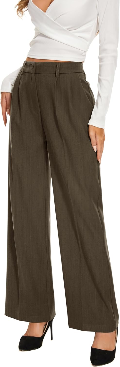 FUNYYZO Women Dress Pants High Waisted Work Slacks Pants Dressy Casual Straight Leg Elastic Waist 2026 Summer Trousers - Image 5