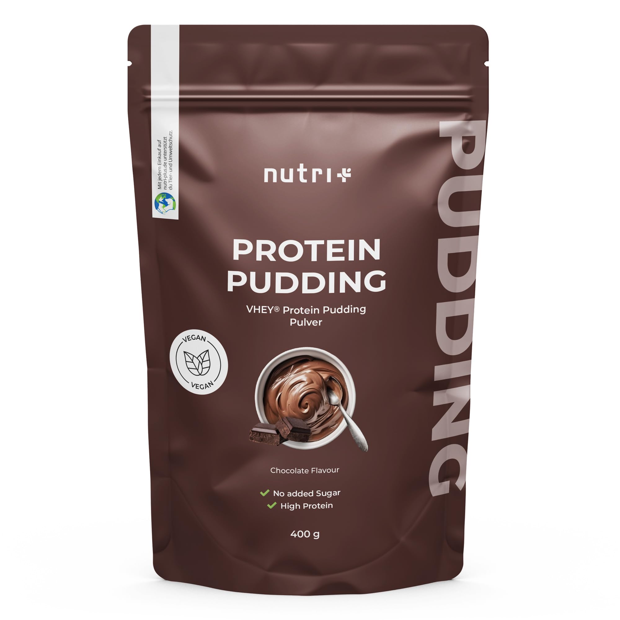 Pudin proteico Chocolate vegano 400 g 24 g Proteínas por Ración alto en Proteínas sin Lactosa y Gluten