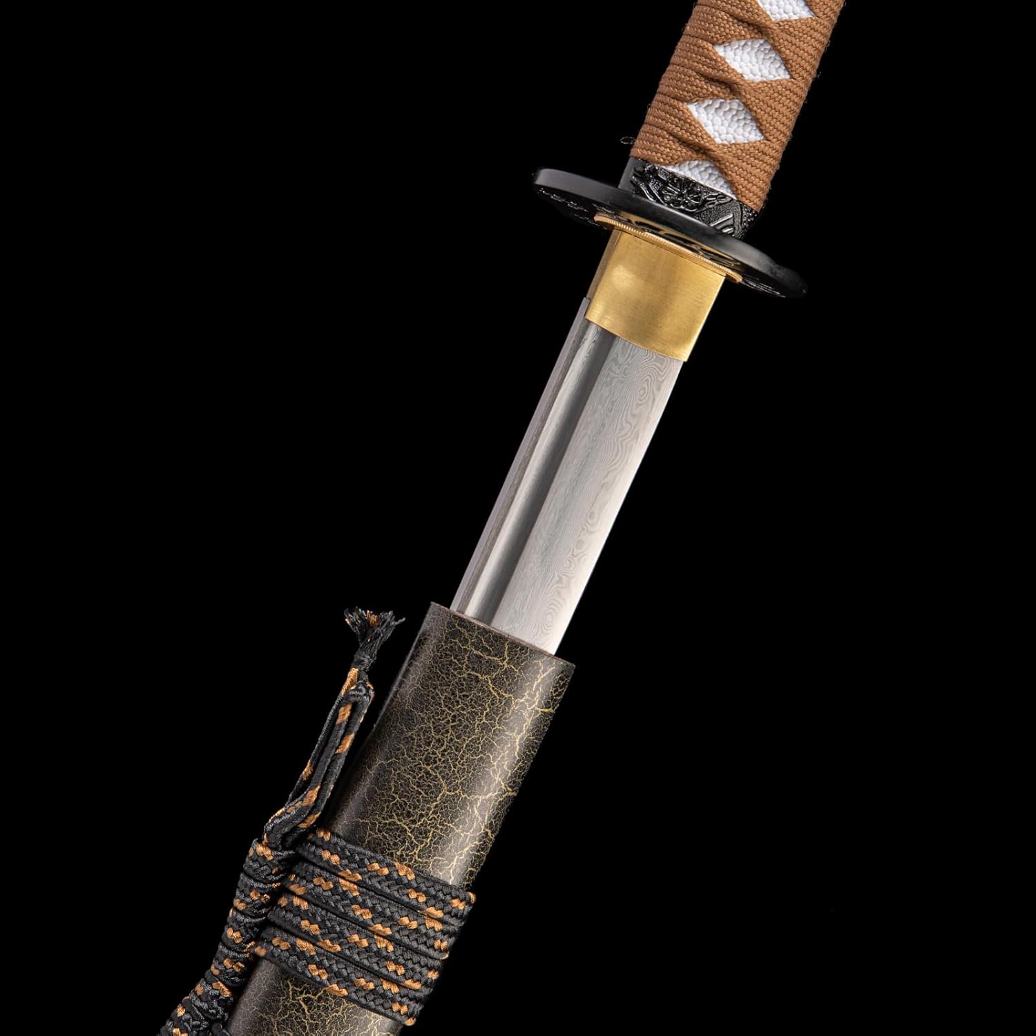 ATANAK Full Tang Katana Sword Real Hand Forged Damascus Steel/1060/1095 Clay Tempering High-Carbon Steel Handmade Authentic Japanese Samurai Sword for Martial Arts, Collection & Display