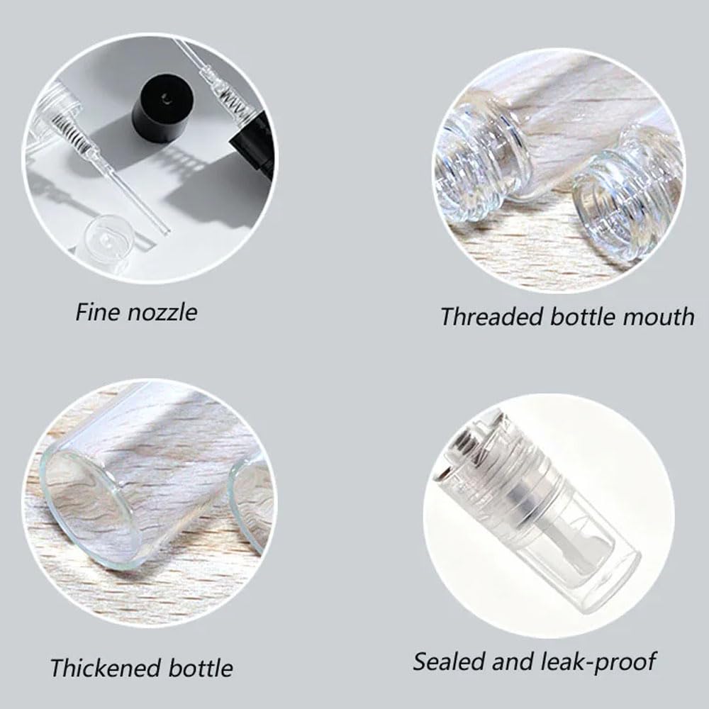 100 unidades de frascos pequeños vacíos transparentes de vidrio para perfume, atomizadores rellenables, con capacidad de 2 a 10 ml, portátiles, ideales para viajes y muestras (100,5ml,Tapón rosa)