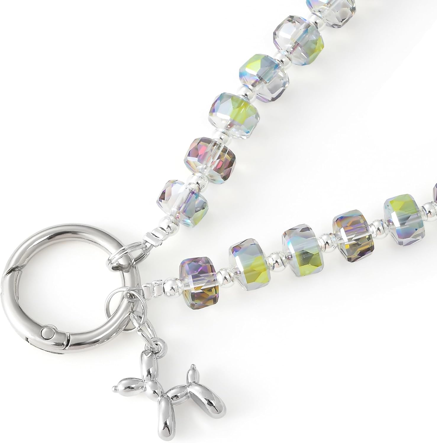 Crystal Phone Wrist Strap Phone Charm Chain Keychain Beaded Cellphone Lanyard with Tether Tab Hands-Free Wristlet Bracelet Wrist Grip Strap for Women, W-Green Purple - Image 7