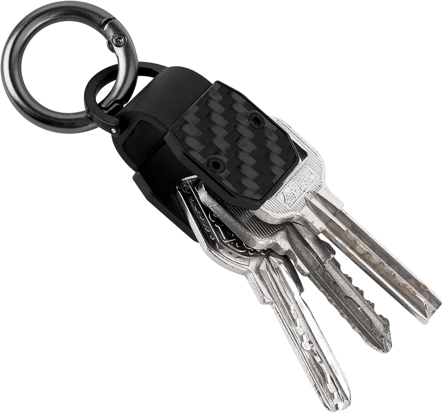 Framendino, Metallic Key Organizer Keychain Home-key Holder, Minimalist Innovative Carbon Fiber Print Style