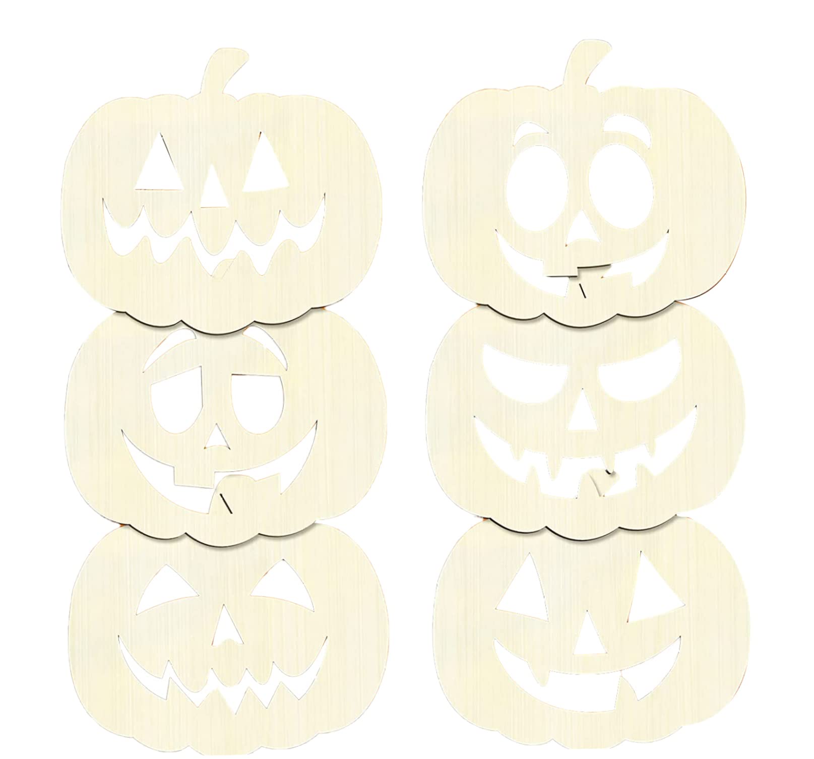 Bemonew 6 Pieces Halloween Unfinished Wooden Pumpkin Craft Cutouts Blank Pumpkin Wood Slices Halloween DIY Crafts for Thanksgiving Decoration DIY Decoration