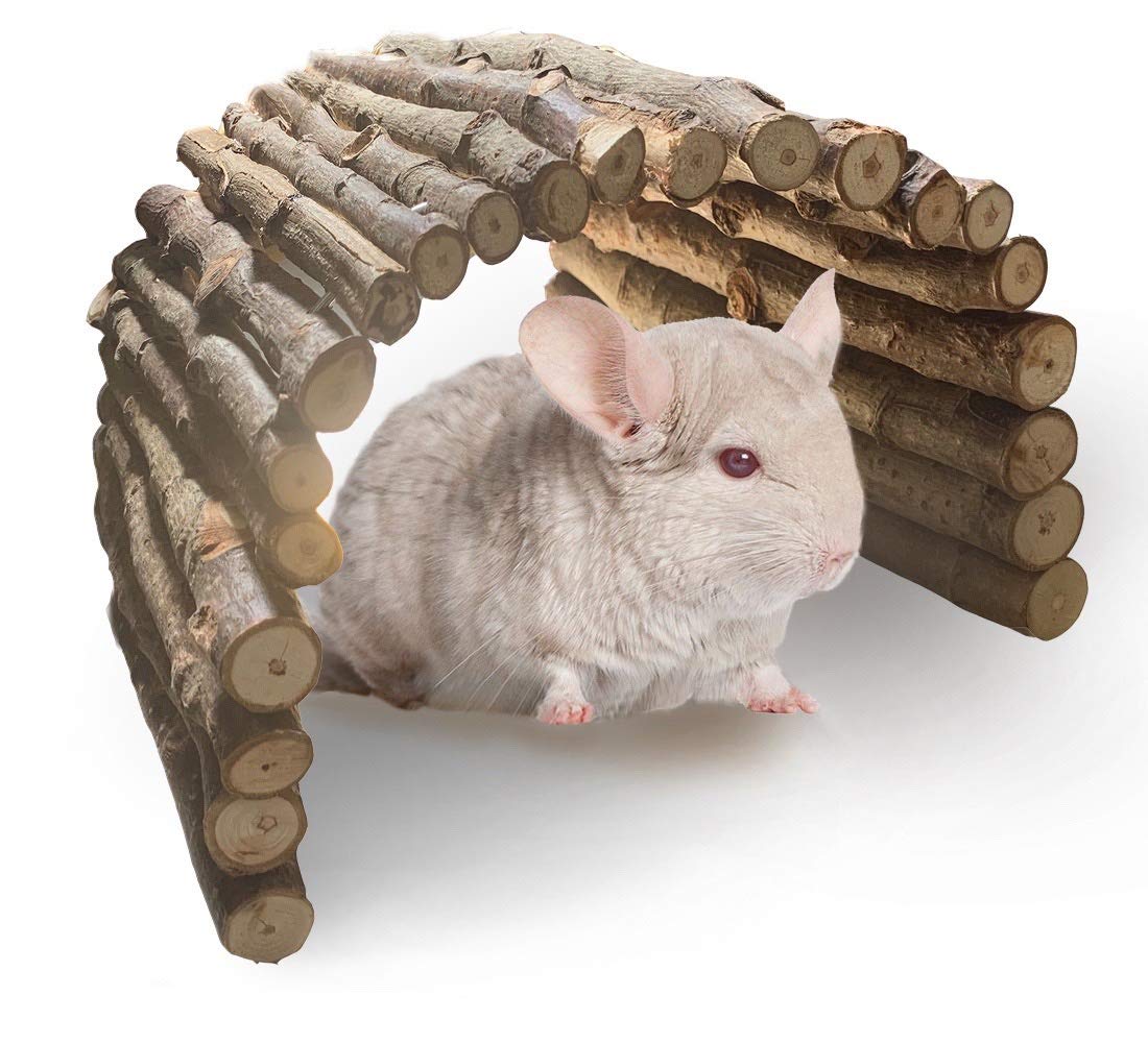 PINVNBY Guinea Pig Wooden Ladder Bridge (20 x 11.8 in) Rabbits Hideout, House, Tunnel, Rodents Chew Toys for Bunny, Chinchillas, Hedgehogs, Ferrets, Rat and Small Animals-Extra Large