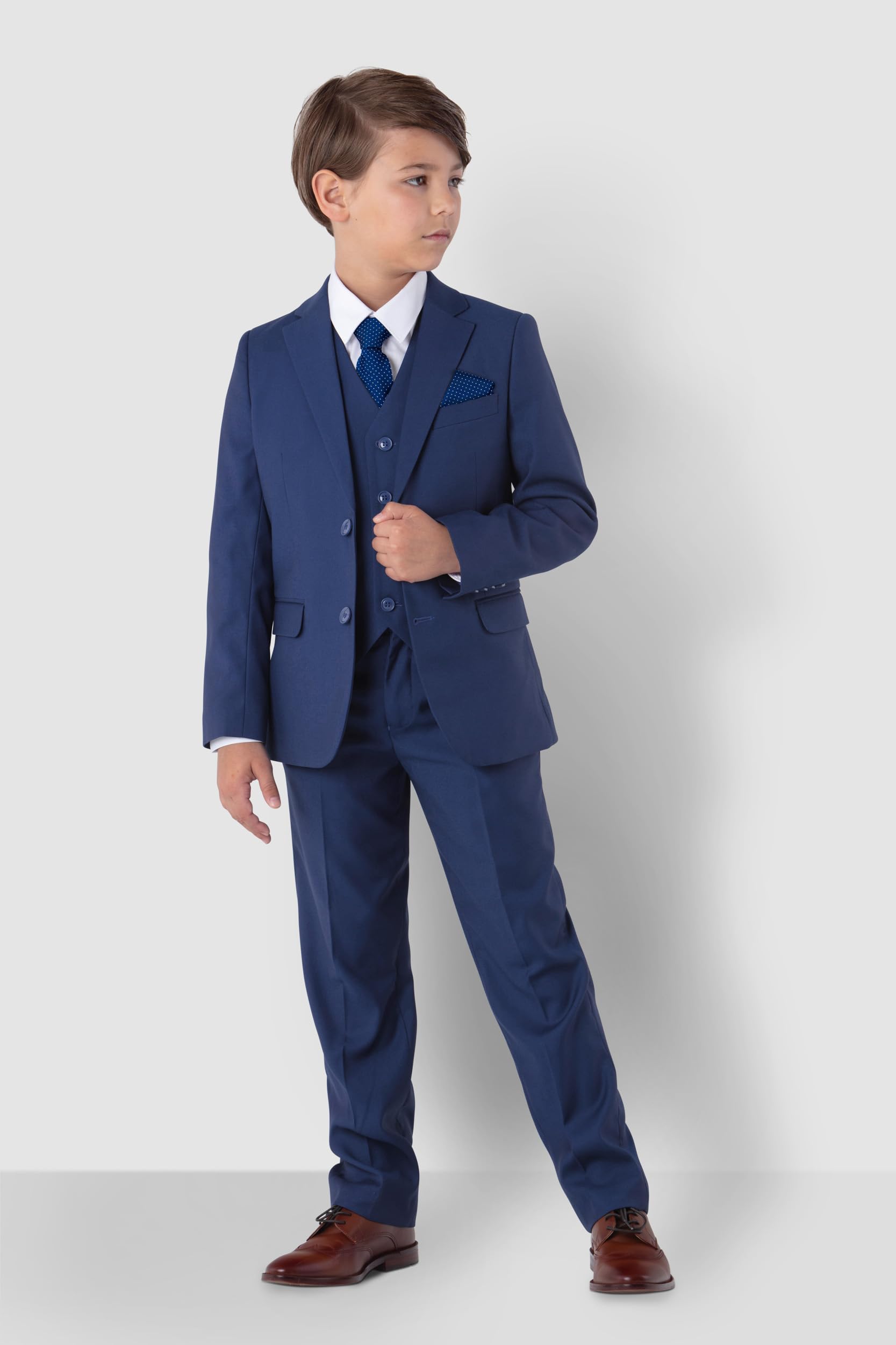 Festlicher Kinderanzug Kommunionanzug Jungen Anzug Set 6-teilig blau