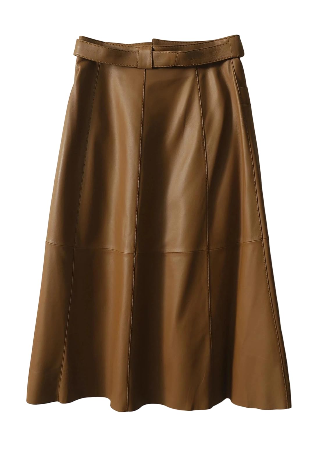 Womens Clothing Leather High Waist Thin Belt Pocket Umbrella Skirt