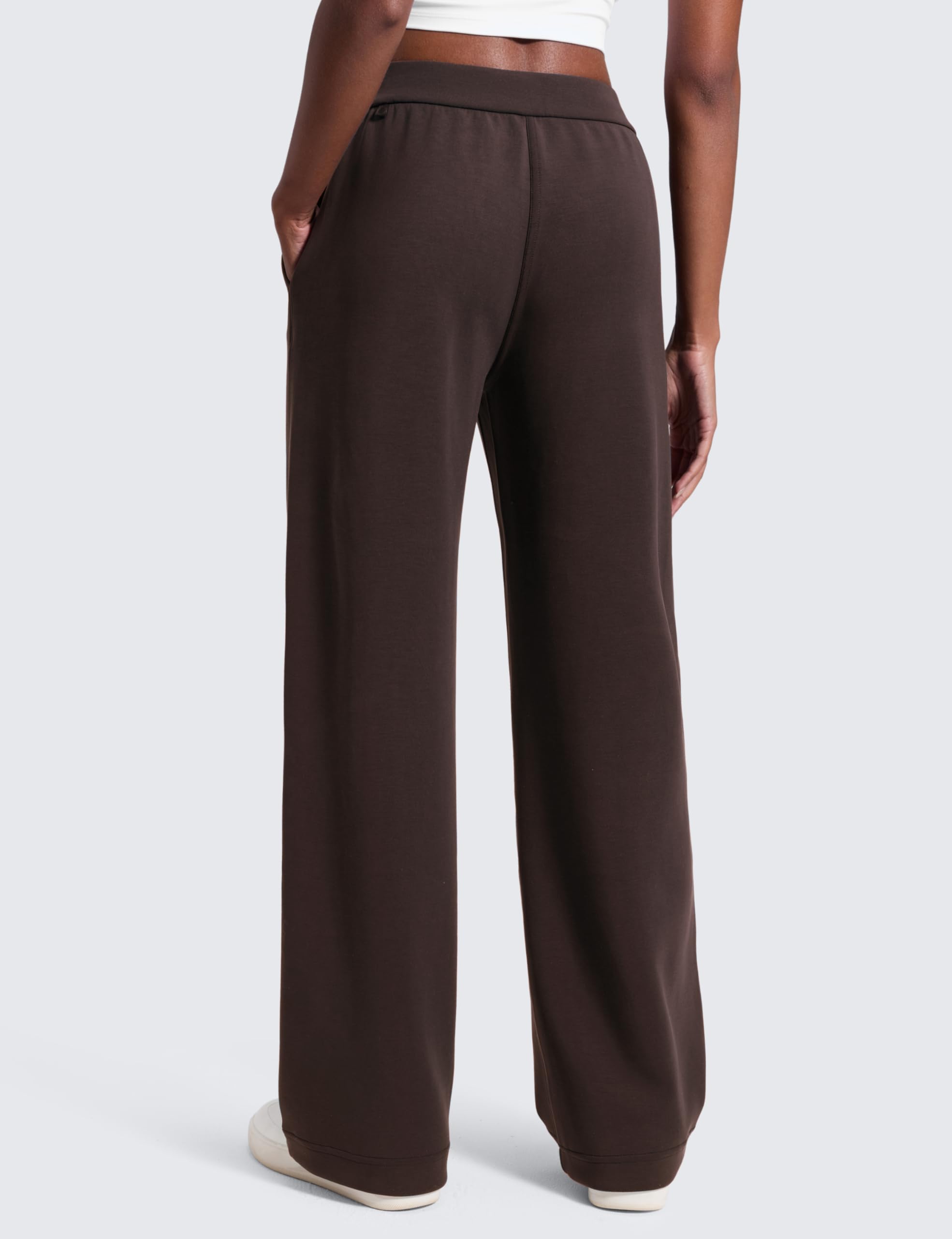CRZ YOGA Damen SoftAura Pintuck Gerades Bein Jogginghosen Modal Lässig Lounge Büro Chino Hosen mit Taschen - 76cm