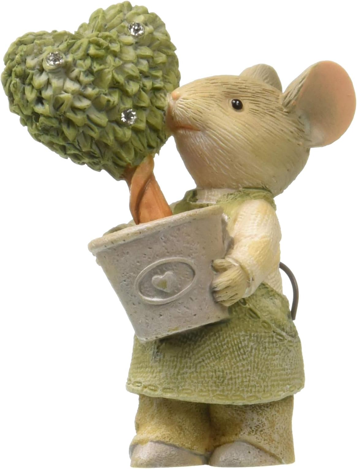 Enesco Department 56 Heart of Christmas “Mouse with Heart Topiary” Stone Resin Figurine, 1.97”
